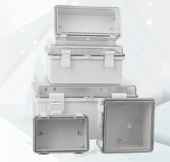 户外塑料接线盒带合页透明翻盖防水电源箱卡扣搭扣配电模块电气盒