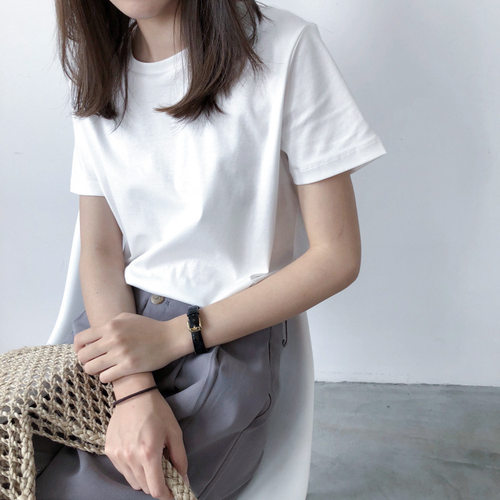 专柜同款无印纯棉短袖t恤女式小白T恤夏季圆领全棉体恤衫男士t恤 - 封面