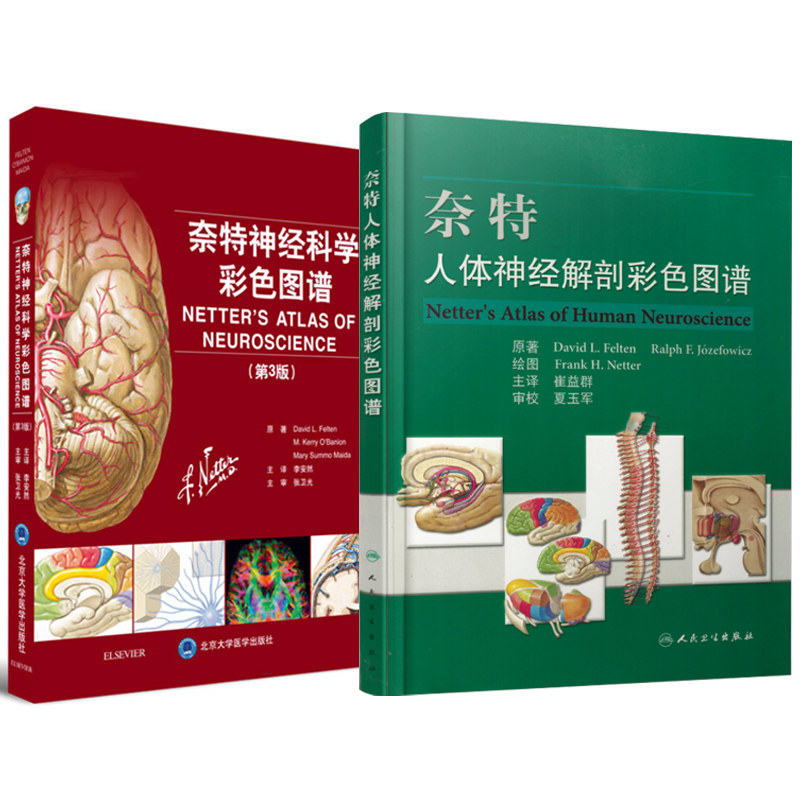 共2册 奈特人体神经解剖彩色图谱+奈特神经科学彩色图谱第三3版奈特神经系统临床解剖书 内科学神经科学抑郁症睡眠障碍临床医学
