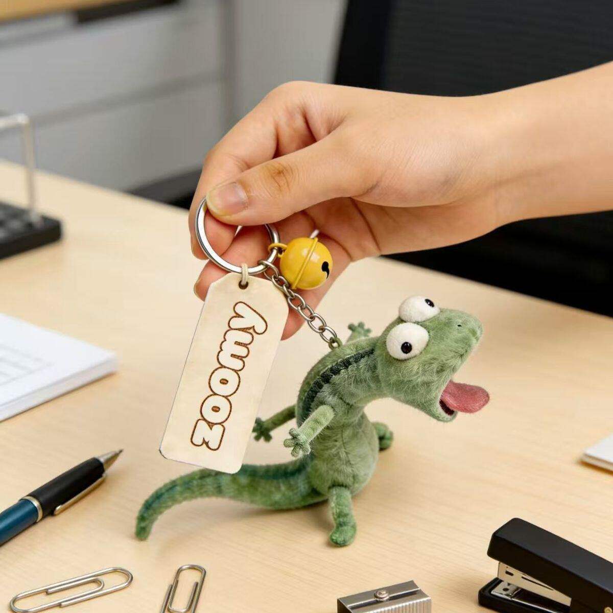 搞怪小蜥蜴薄荷绿钥匙扣超萌公仔柔软立体PP棉毛绒玩具生日礼物