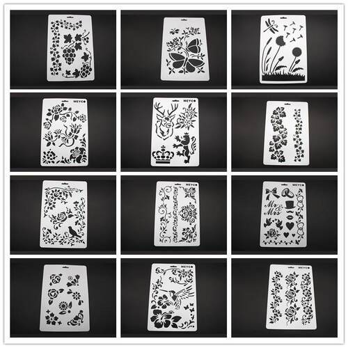 PPA4环保塑料彩色绘画模板、蝴蝶镂空板、学前儿童绘画板