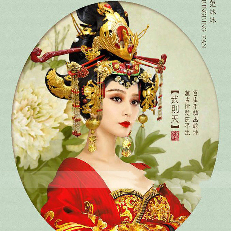 出租武媚娘新款影视古装拖尾贵妃服结婚服皇后宫廷汉服女绣花红色