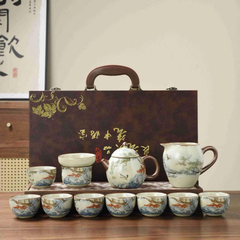 汝窑龙蛋壶礼盒装套装茶具茶壶茶杯商务伴手礼企业周年庆纪念,餐饮具,整套茶具,淘宝优惠券,粉丝福利购,淘宝优惠卷