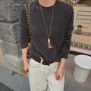 针织衫 欧洲站2025秋冬新款 休闲简约软糯山羊绒圆领毛衣女纯色长袖
