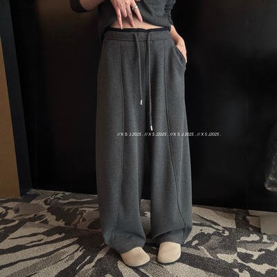 拼色松紧腰加绒休闲卫裤