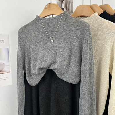 肌理感绵羊毛立领打底衫