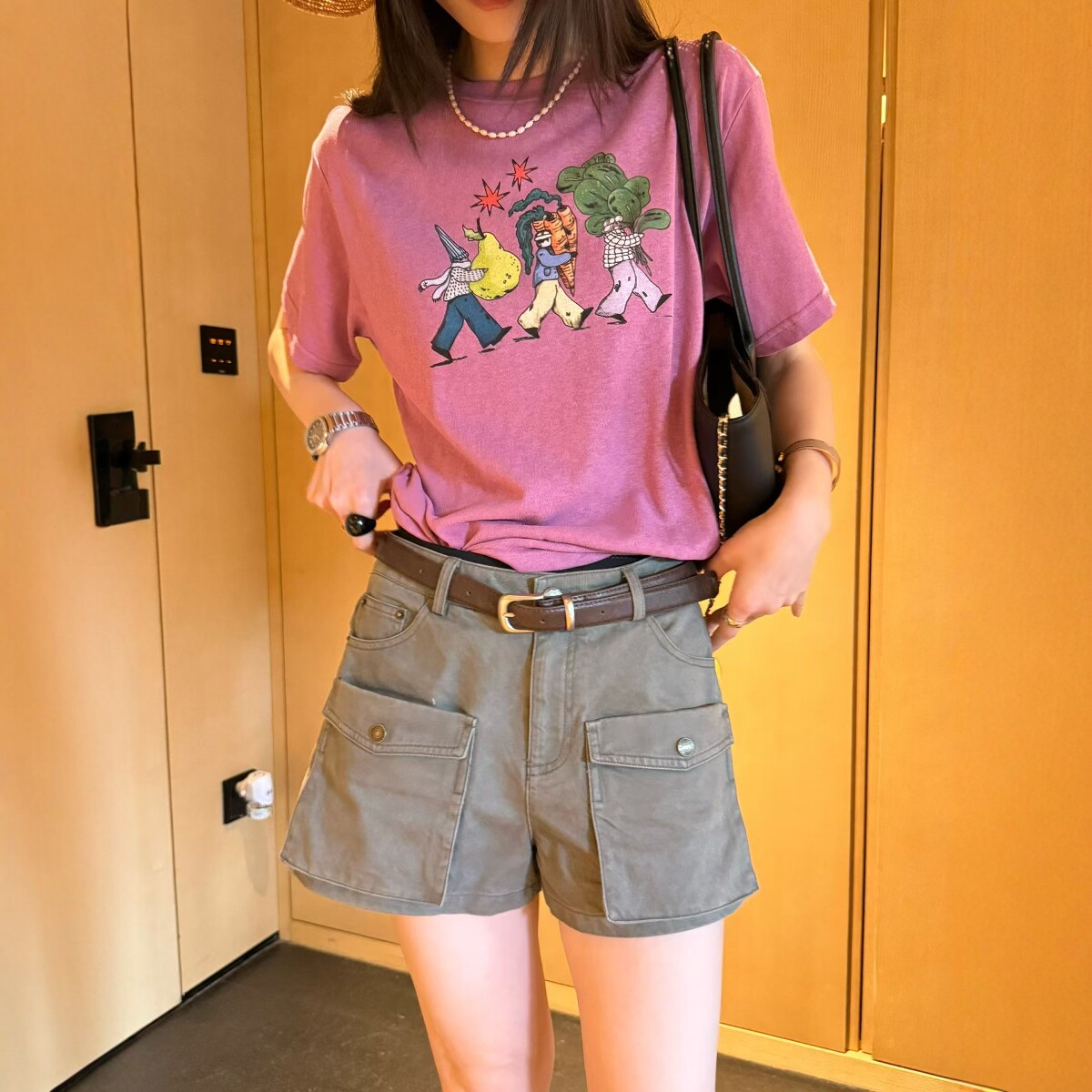 胡萝卜蔬菜卡通印花短袖T恤女2026夏季新款休闲宽松减龄圆领上衣