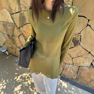 微透空气感真丝防晒上衣女罩衫2026夏季新款欧货高品质长袖T恤衫