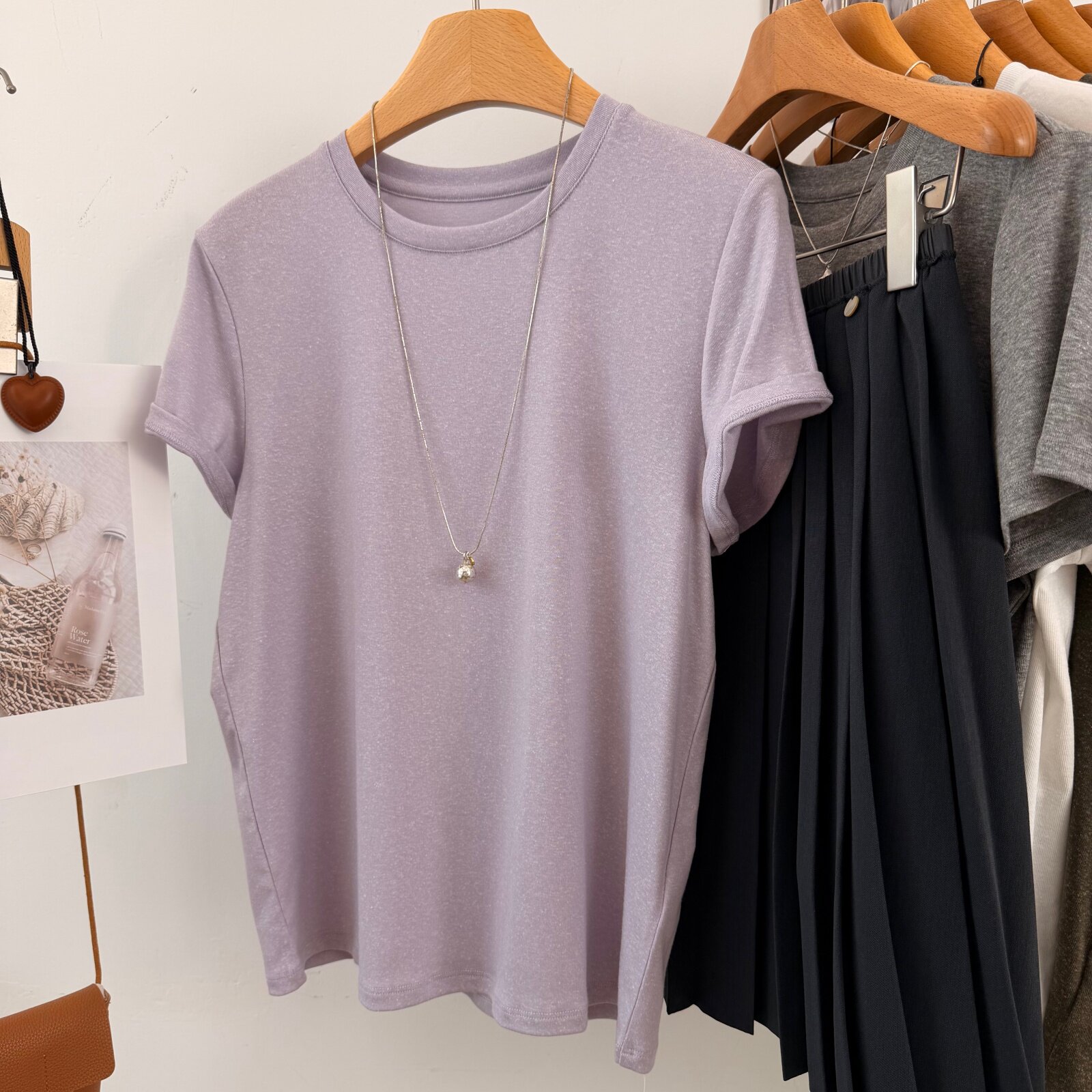 八色可选！超舒服莱赛尔亚麻短袖T恤女26夏季新款休闲百搭纯色tee