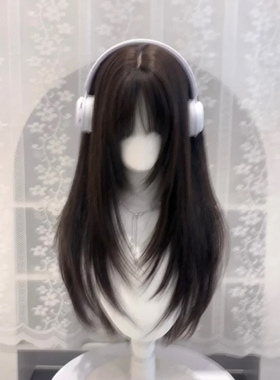高层次少萝双马尾Lolitajk黑长直仿真日常自然假发女全头套