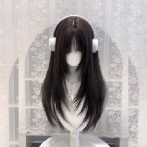 Lolita双马尾黑长直假发女