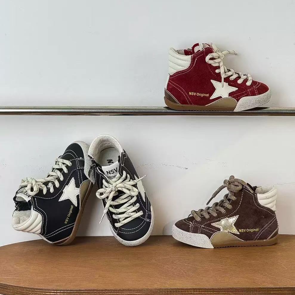 四季复古软底拉链星星鞋