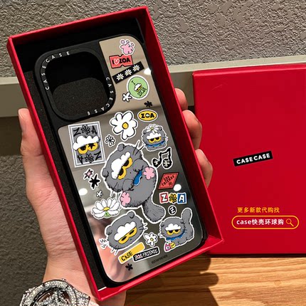 联名权志龙ZOA小灰猫咪线条字母适用iphone17promax手机壳16pro苹果15磁吸MagSafe镜面14plus卡通13可爱12