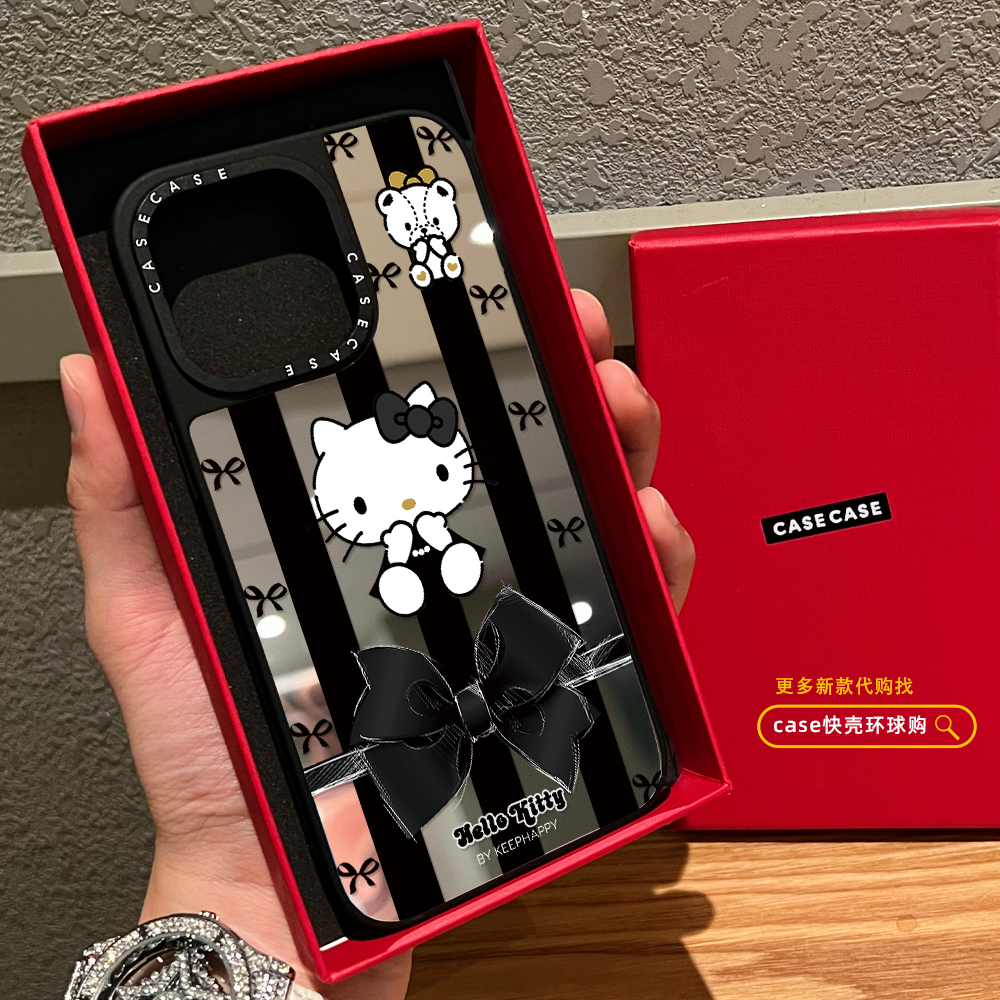 格纹小香风kitty蝴蝶结适用iphone17promax手机壳16pro苹果15磁吸MagSafe镜面14plus时尚13甜酷少女12日韩,3C数码配件,手机保护套/壳,淘宝优惠券,粉丝福利购,淘宝优惠卷