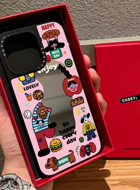 联名多巴胺环绕女孩老头适用苹果16promax手机壳iphone17磁吸MagSafe镜面15pro日韩14卡通13艺术plus情侣