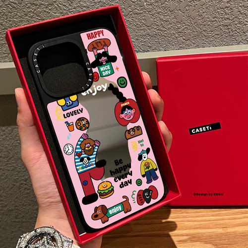 联名多巴胺环绕女孩老头适用苹果16promax手机壳iphone17磁吸MagSafe镜面15pro日韩14卡通13艺术plus情侣