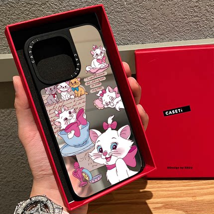 联名可爱茶杯玛丽猫适用iphone16promax手机壳17pro苹果15plus磁吸MagSafe镜面14日韩ins卡通13少女新款12
