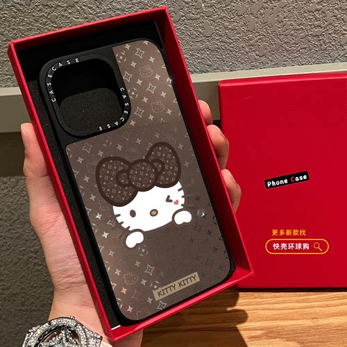 老花名媛kitty适用iphone17promax手机壳18pro苹果16磁吸MagSafe镜面15plus时尚14甜酷少女保护套Air12