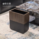 意式 极简风垃圾桶家用客厅轻奢高档胡桃木纹高颜值卫生间卧室纸篓