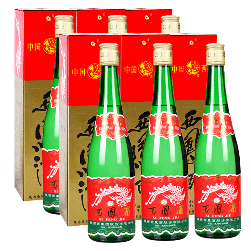 西凤酒绿瓶45度盒装西凤高脖绵柔凤香型粮食白酒500ml*6瓶价