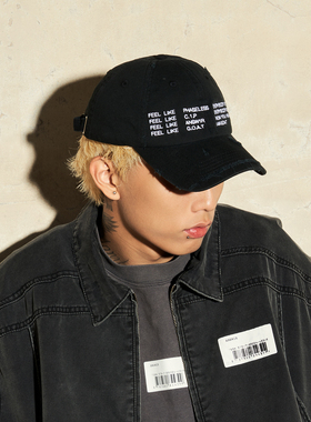 aphasiagallery X ANSW1R 洗水破坏做旧款帽子刺绣LOGO弯檐棒球帽