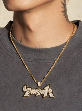 aphasiagallery X ANSW1R联名限定款铜镀18K金满钻锆石嘻哈项链