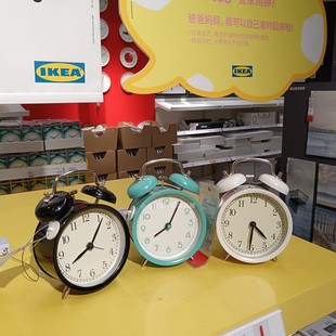 IKEA宜家正品德卡低电压复古金属打铃床头迷你静音时钟懒人闹钟
