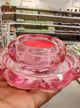 IKEA宜家正品布洛法格小圆蜡烛托加厚隔热玻璃蜡烛盘烛台装饰底托