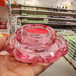 IKEA宜家正品布洛法格小圆蜡烛托加厚隔热玻璃蜡烛盘烛台装饰底托