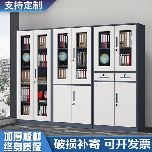 铁皮文件柜办公室财务凭证柜钢制书柜资料档案柜带锁储物柜子矮柜