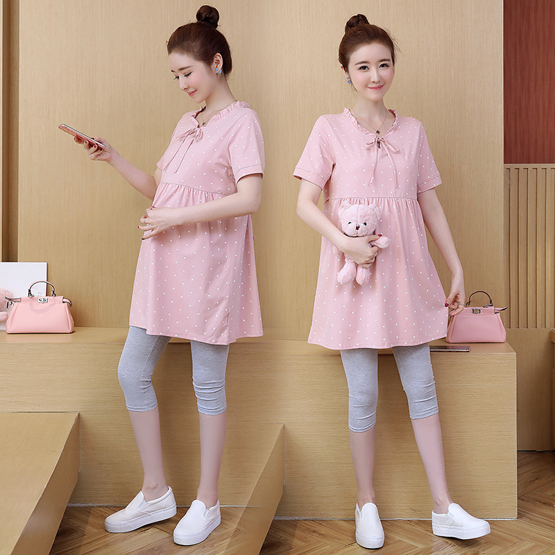 maternity dress Spring and summer speckle jacket Short sleeved summer clothes Easy T-shirt summer Fashionable suit Two piece setin the Maternity/Maternal supplies/Nutrition , Maternity , T-shirt  category - from Buy2taobao.com to provide professional Taobao agent buy service