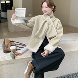 麂皮绒短外套送围巾2B148-9959P225K338，女装短外套，2B148