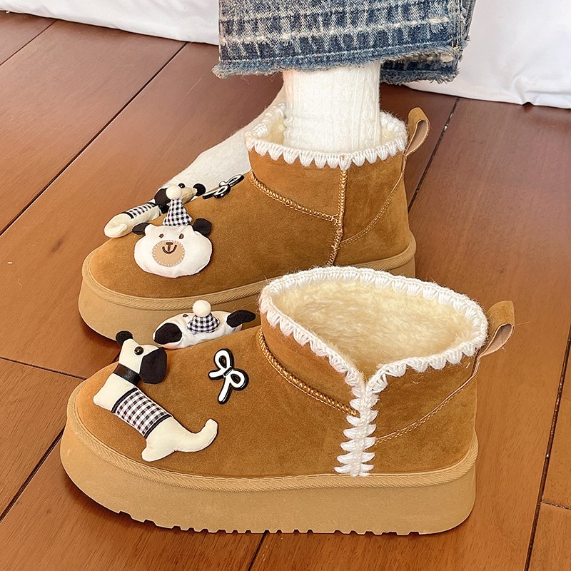卡通可爱腊肠狗雪地靴女冬季