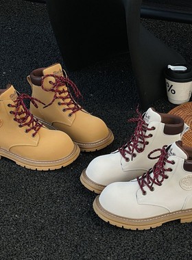 2025早秋新款大黄靴时尚韩版厚底马丁靴英伦风百搭休闲女鞋短靴子