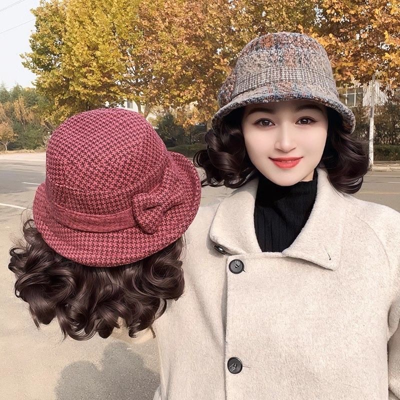 秋冬帽子假发一体女妈妈渔夫帽中老年短卷发毛呢帽洋气百搭假发帽,美发护发/假发,日常整顶假发,淘宝优惠券,粉丝福利购,淘宝优惠卷