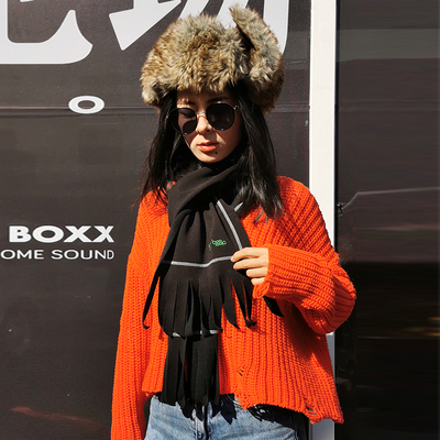 BOOROOLA秋冬时尚美利奴羊毛抓绒流苏围巾男女户外保暖细腻亲肤