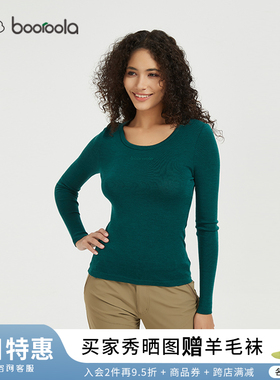 booroola秋冬100%RIB美利奴羊毛圆领长袖T恤女220gm户外休闲徒步