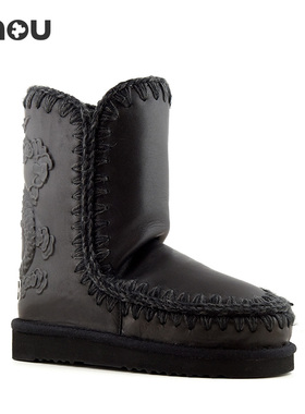 mou秋冬Eskimo24限定龙纹系列羊皮毛一体平底雪地靴女鞋
