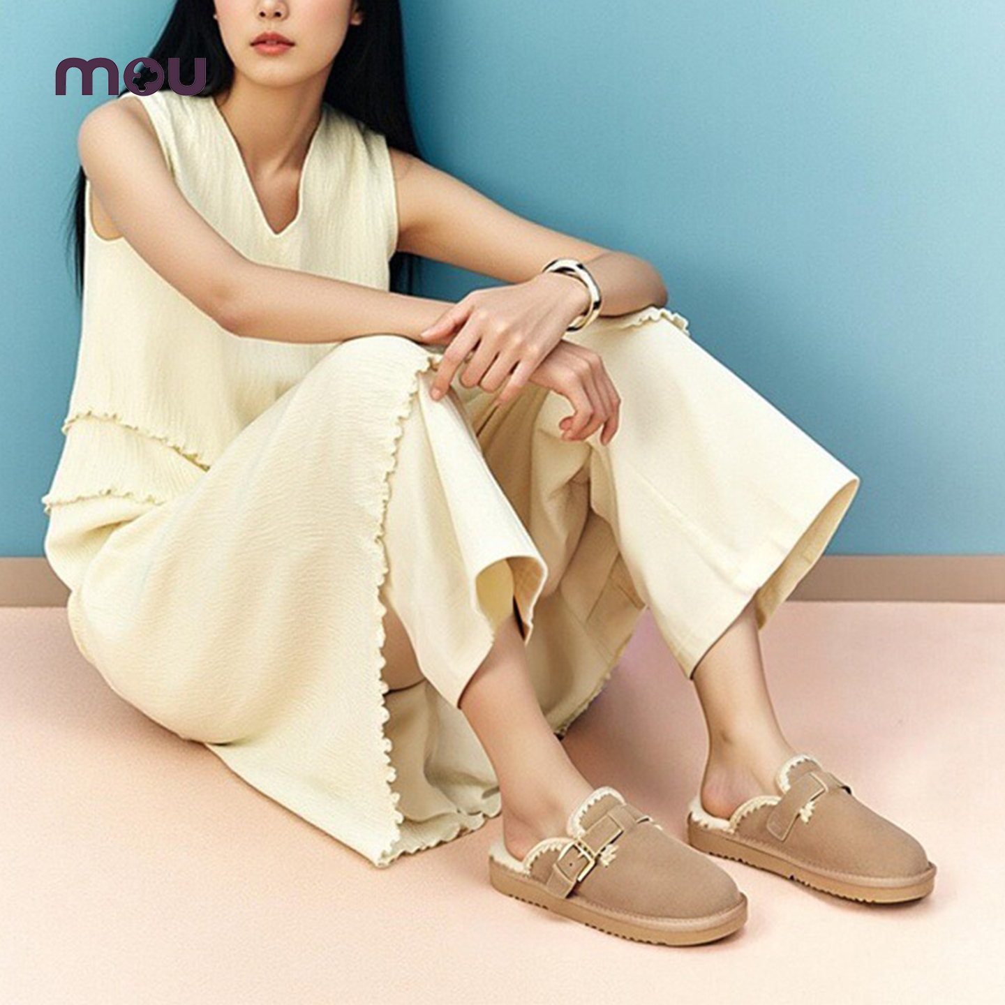 mou牛皮毛一体毛毛拖鞋