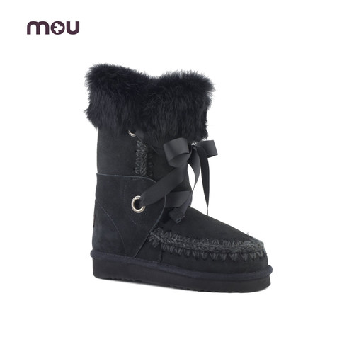 mou羊皮毛一体中筒雪地靴女鞋