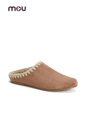 mou女士夏季穆勒鞋 羊皮包头平底拖鞋 可外穿