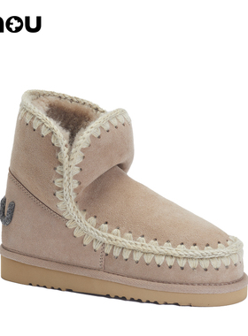 mou冬ESKIMO 18女士时尚保暖 羊皮毛一体 平底雪地靴 短靴 冬靴