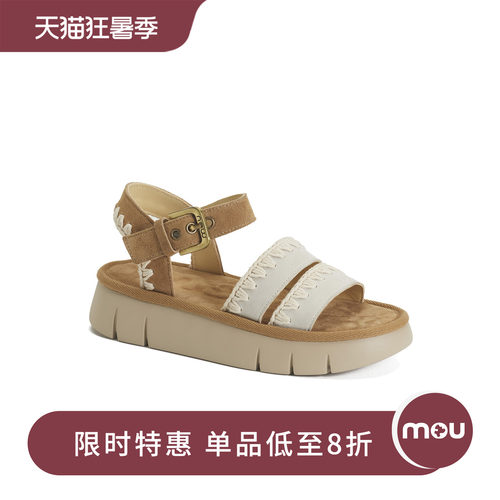 mou松糕底厚底平跟女士凉鞋