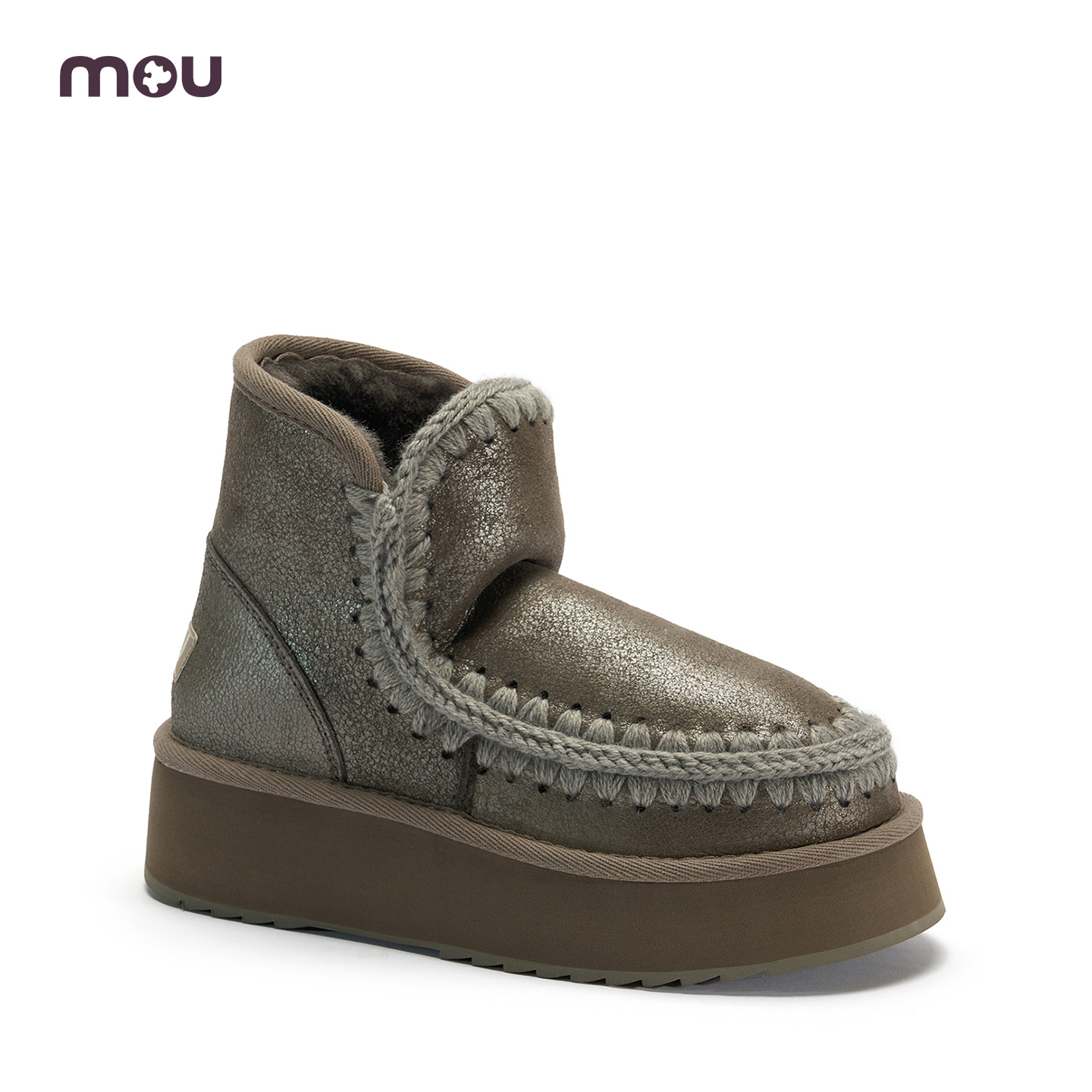 mou2025秋冬新款女士迷你爱斯基摩羊皮毛一体厚底雪地靴