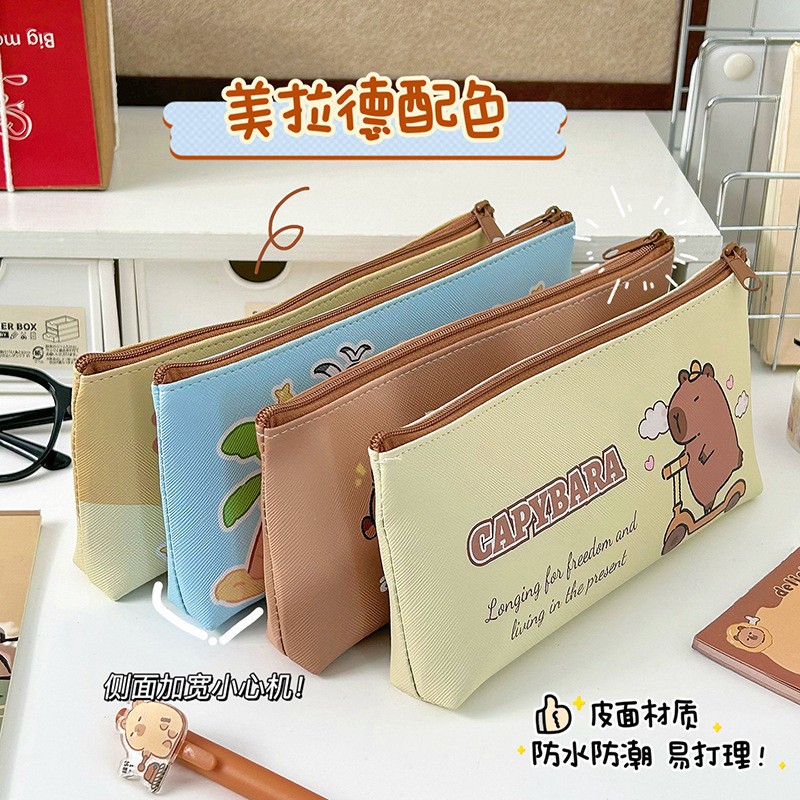卡皮巴拉笔袋可爱学生文具袋儿童文具盒铅笔袋卡通女生文具收纳袋