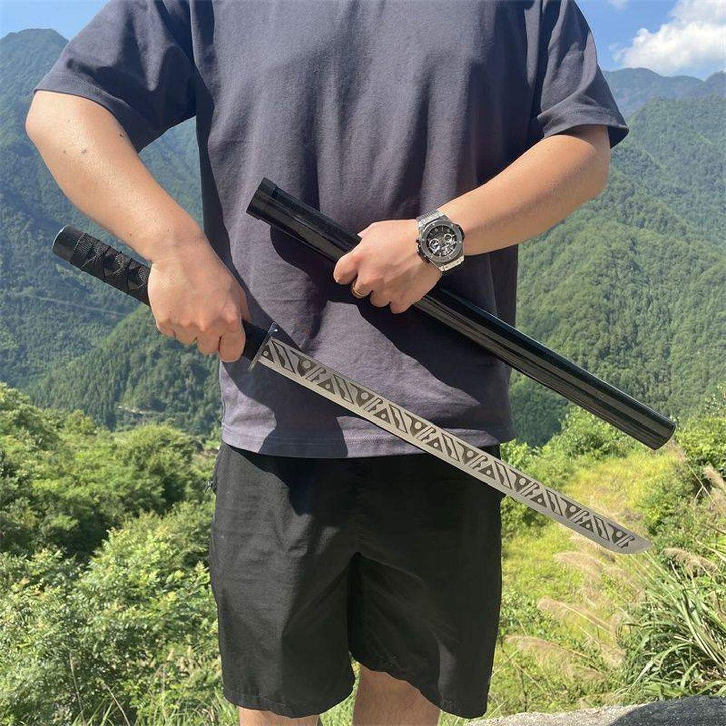 中国唐刀钢刀开山刃宝剑长款工艺品龙泉唐剑短款车载战术刀未开刃