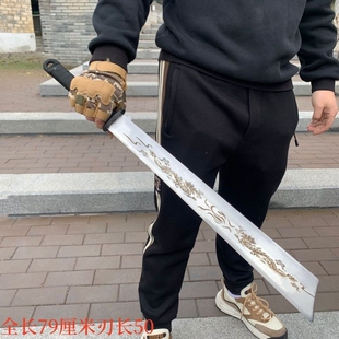 唐横刀高锰钢钢刀锻打装饰摆件唐刀刀剑直刀影视收藏长刃刀未开刃