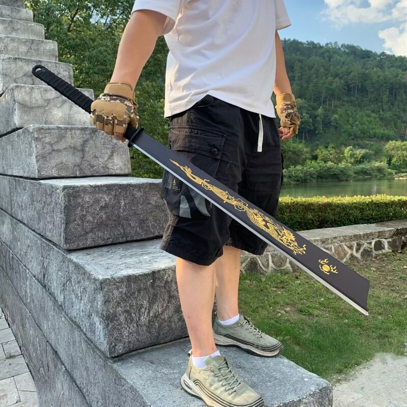 高锰钢户外刀具龙泉红军练习唐刀钢刀影视淬火工艺品高硬度未开刃