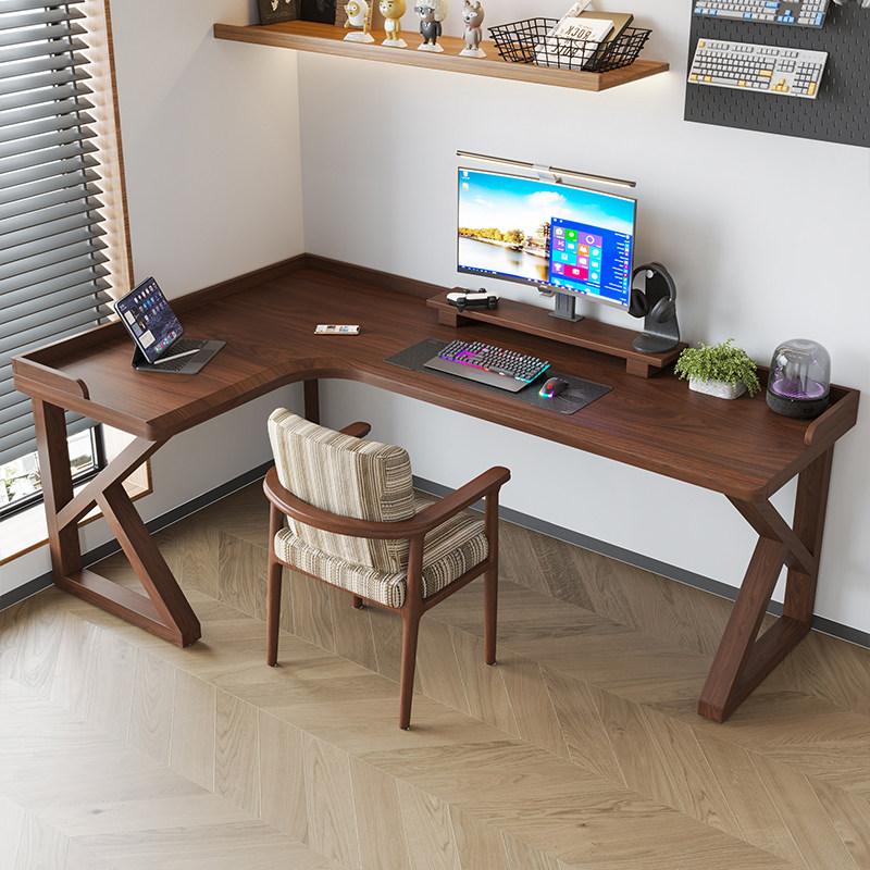 实木转角电脑桌带挡板家用台式办公拐角书桌墙角工作台L型电竞桌,住宅家具,转角桌,淘宝优惠券,粉丝福利购,淘宝优惠卷