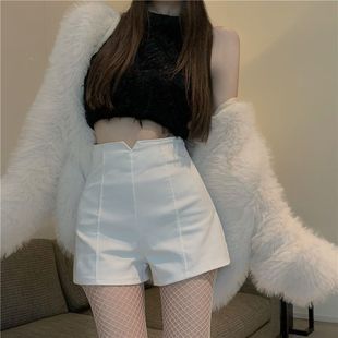 女2025夏季 大码 白色短裤 新款 胖mm阔脚裤 高腰外穿显瘦A字休闲热裤